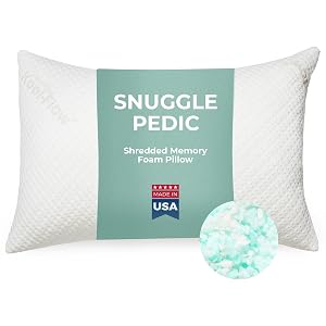 Snuggle-Pedic Shredded Memory Foam Pillow - The Original Cool Pillows for Side Stomach Back Sleepers - Sleep Support