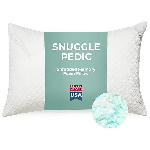 Snuggle-Pedic Shredded Memory Foam Pillow - The Original Cool Pillows for Side Stomach Back Sleepers - Sleep Support