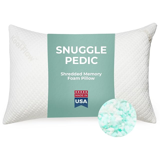 Snuggle-Pedic Shredded Memory Foam Pillow - The Original Cool Pillows for Side Stomach Back Sleepers - Sleep Support