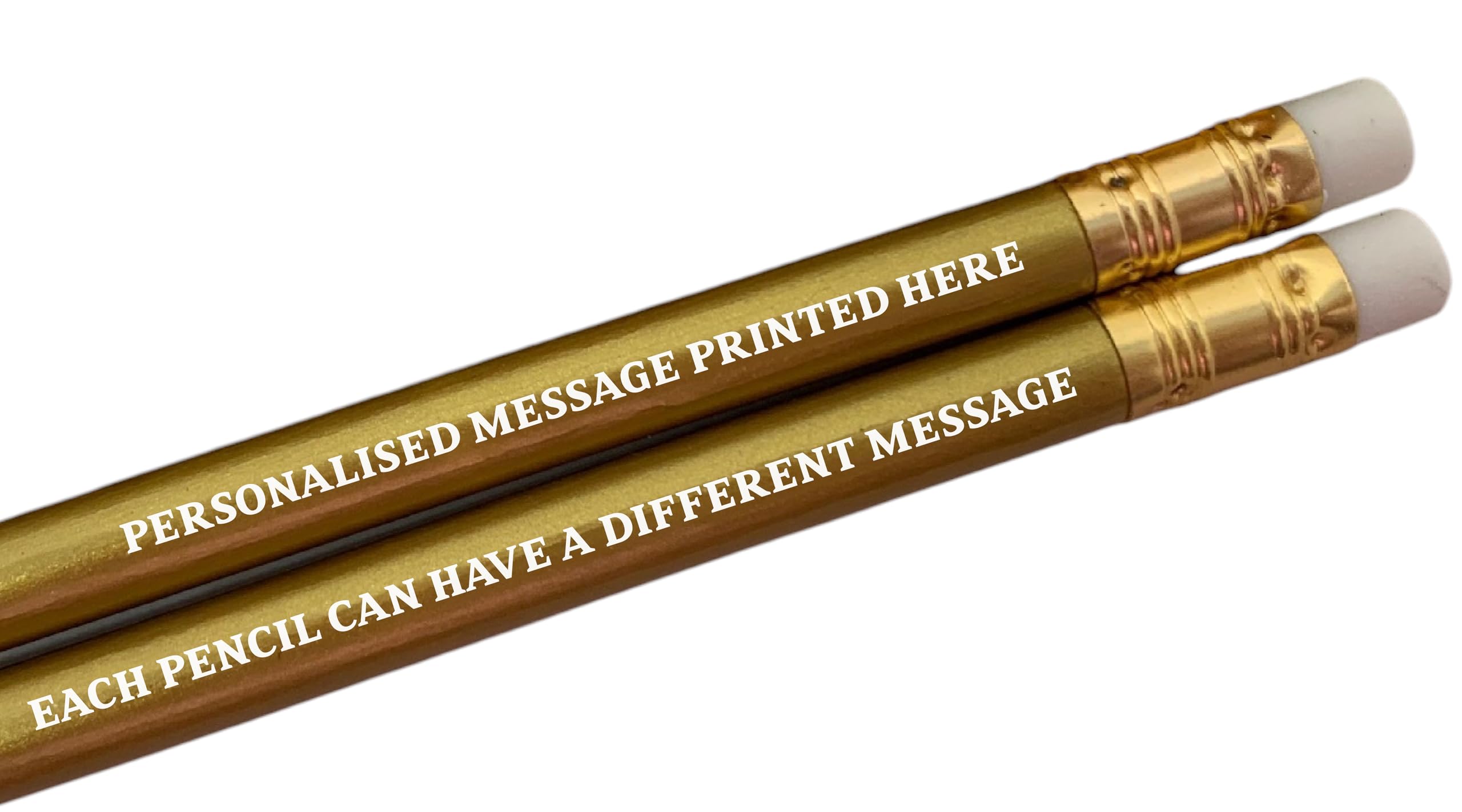 Personalised Pencils - Choice of Colours and Quantities (Gold, 2 Pencils)