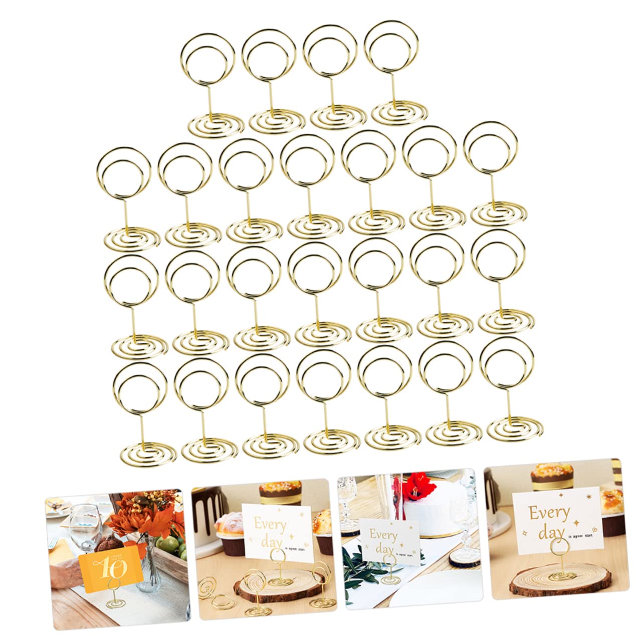 PACKOVE 3 Set di Porta Numeri da Tavolo Porta Biglietti da Visita per Ricevimenti Porta Foto per Tavoli da Matrimonio Oro 25 Pezzi * 3