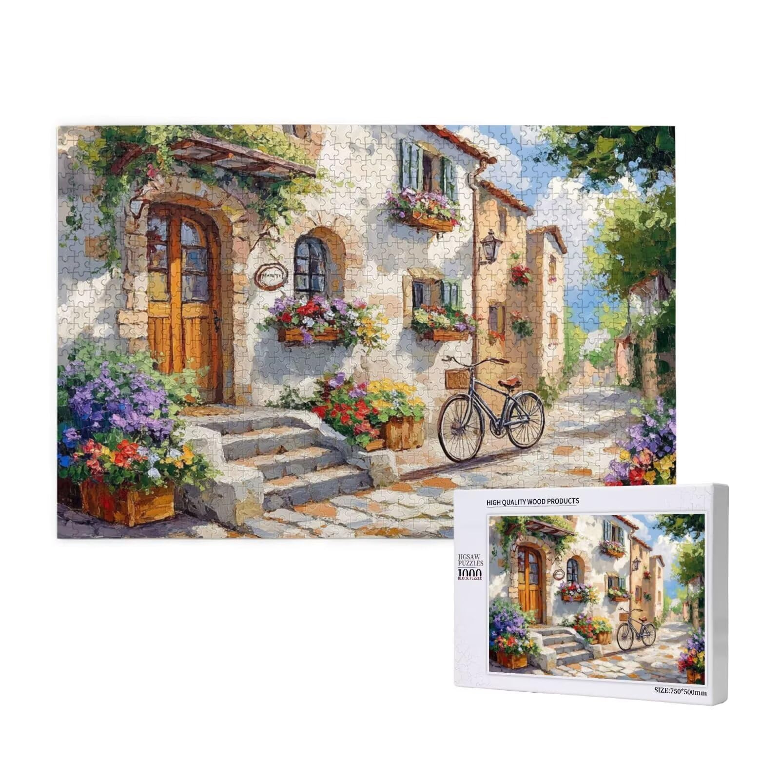 Puzzles Paisaje 1000 Adultos, Puzzle Italia con Cajas y Cartel, Juego Clásico de Puzzle Arte para Entretenimiento Adultos, Regalos de Decoración del Hogar para Pasatiempos Creativos de Mujeres 2T-836