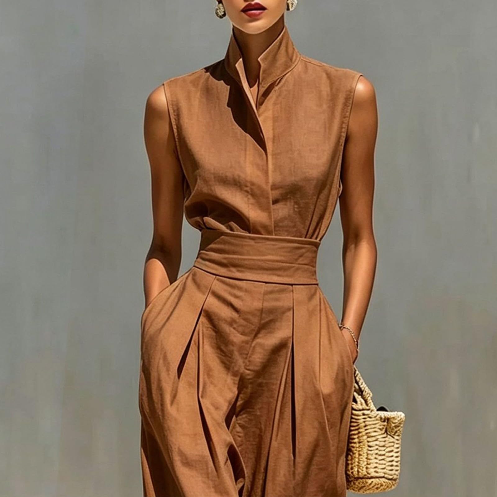Mono para mujer, elegante, festivo, para bodas, sin mangas, para negocios
