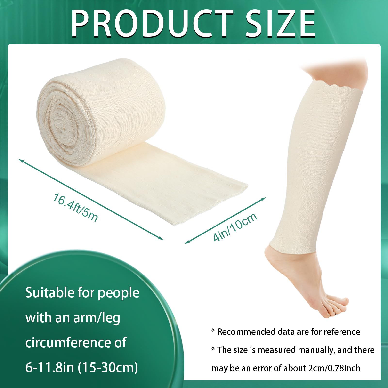 Nuanchu 2 Pack Cotton Stockinette Tubing Roll for Limbs, 4 Inches X 16.4 ft — Amazon image 2