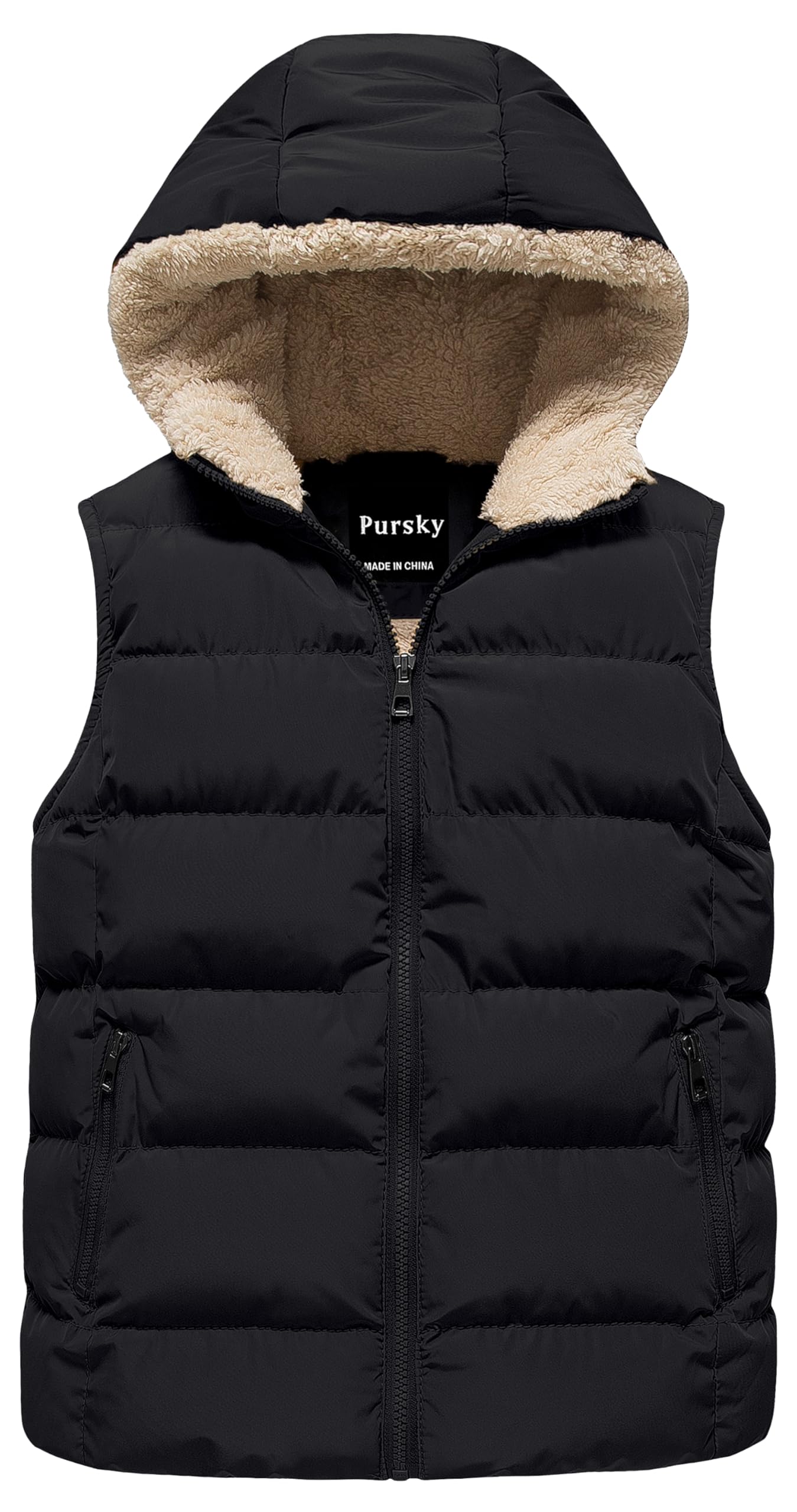 Pursky Girl's and Boy's Hooded Warm Puffer Vest Outerwear Soft Flannel Lined Insulation Waistcoat