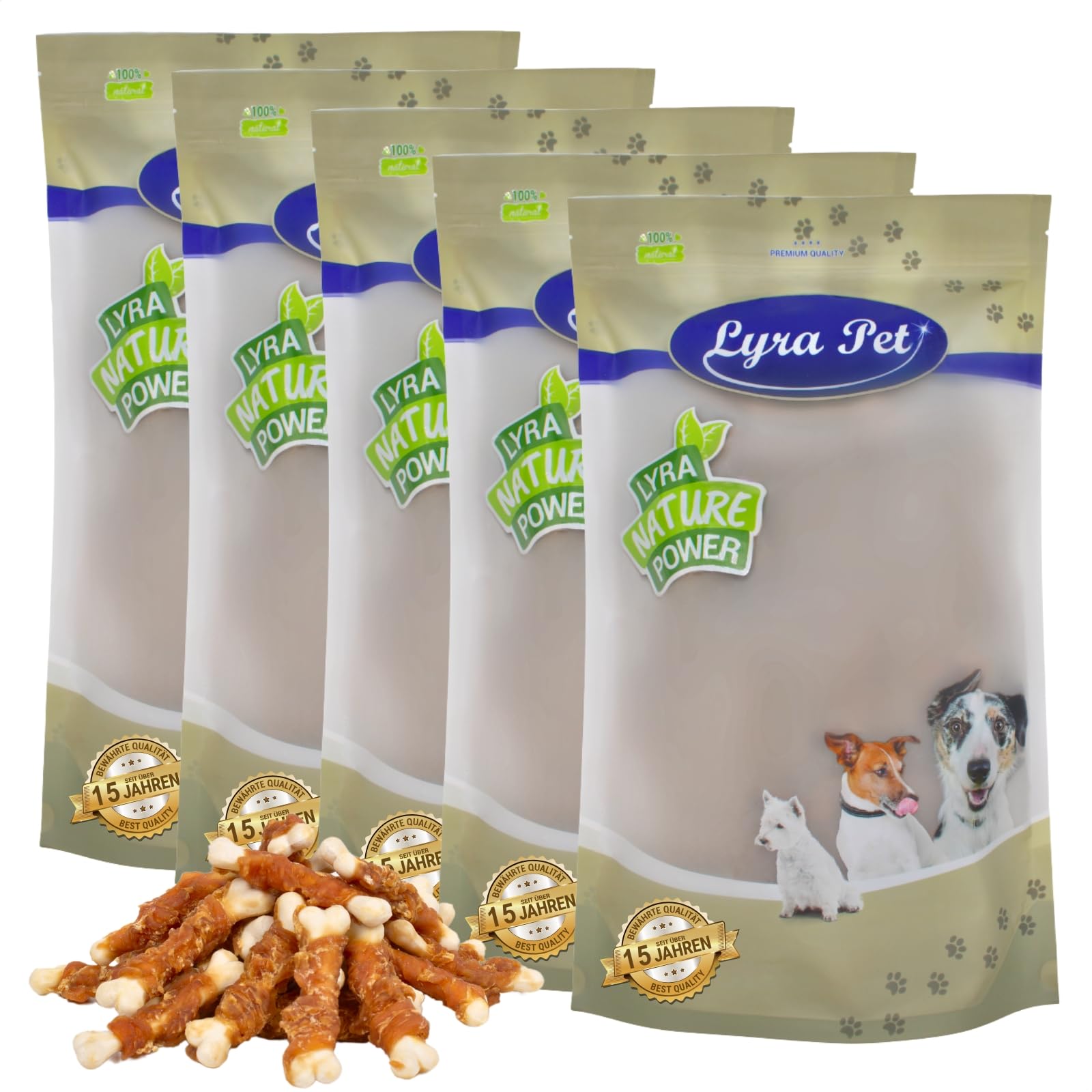 Lyra Pet® 5 kg Calciumknochen mit Hühnerbruststreifen - Kausnack für Hunde | Leckerli für Hunde - Kauartikel mit Huhn - Proteinreiche Belohnung - Gut bekömmliches, fettarmes Hundefutter