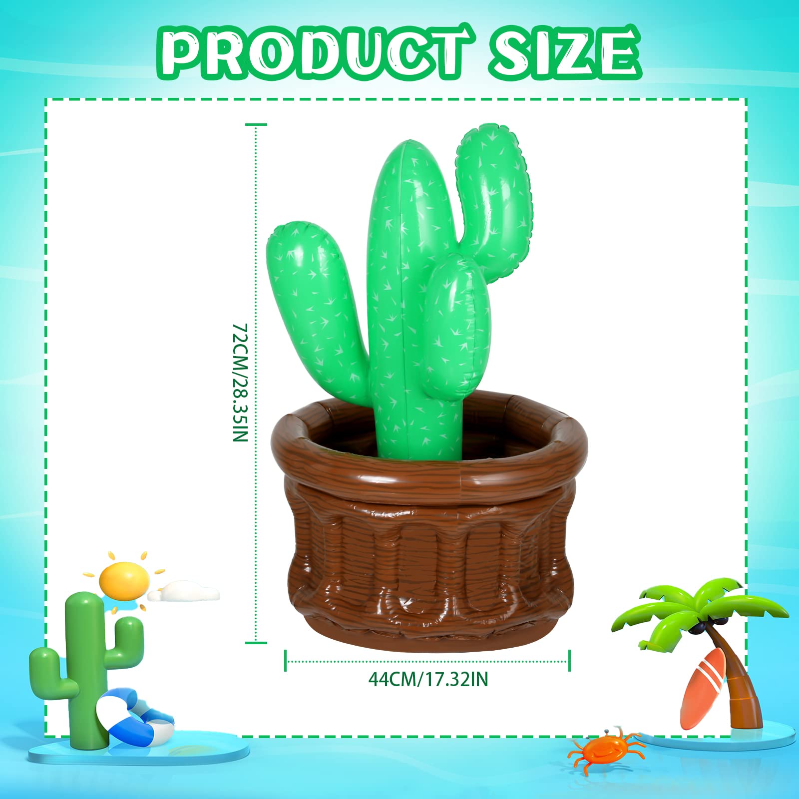 Seau Glace Thme Mexicain 2 Glacires Gonflables Cactus PARENTSWELL - 120cm  Thme Mexicain Seau Glace Cactus Fte