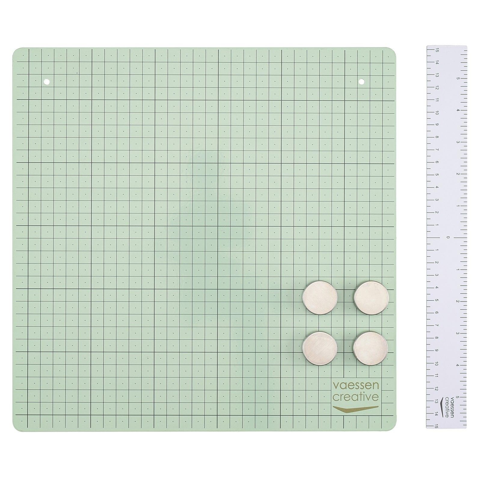 Vaessen Creative Mint 12 X 12 (30.5 X 30.5 Cm) -Metal Hobby Mat With Ruler And Magnets-For Card Making, Paper Crafts, Painting, Stamping, Embossing, Stencils And Scrapbooking, 30,5X30,5Cm