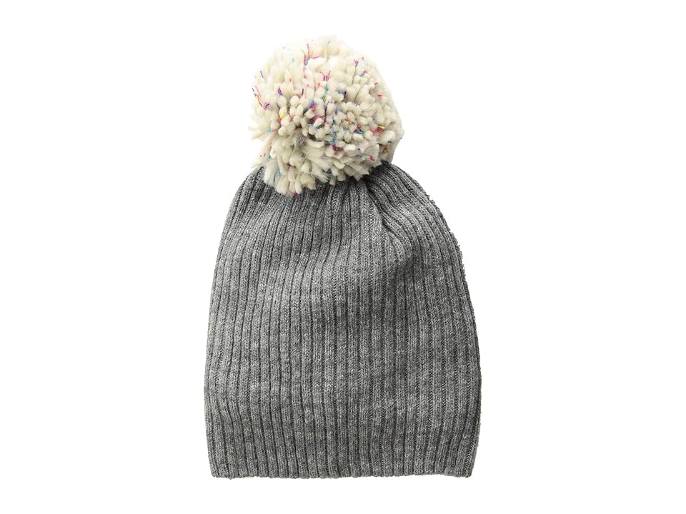 

Hat Attack Lightweight Rib Watch Cap with Knit Pom (Charcoal/Rainbow Multi Pom) Caps