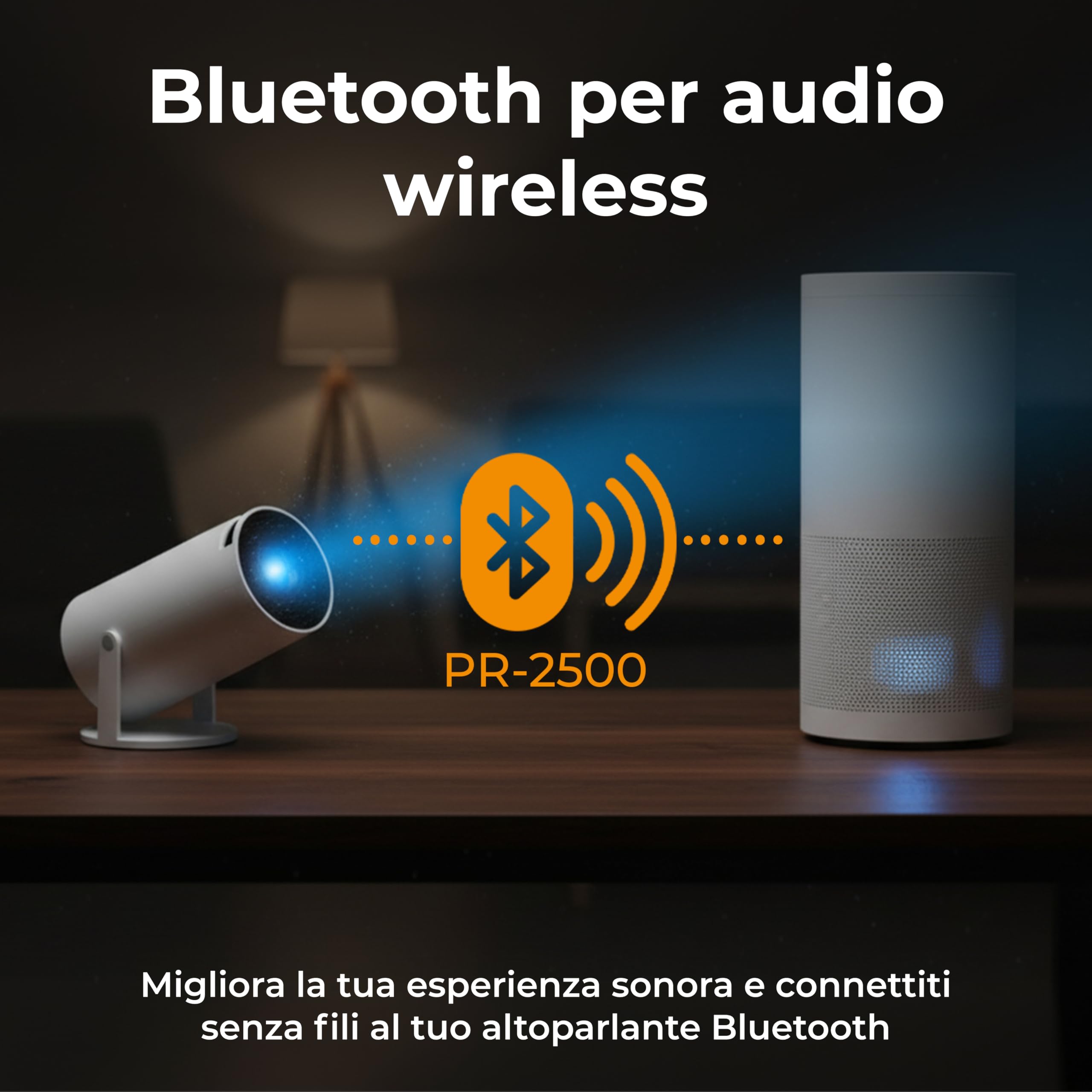 Denver PR-2500 Proiettore LED Portatile - Supporto Full HD 1080p, 2500 Lumen, HDMI/USB/VGA/AV, Altoparlante Integrato, Telecomando - Mini Proiettore per Home Cinema, Film e Gaming