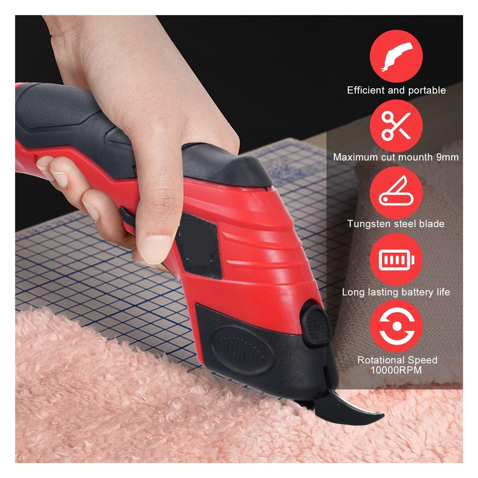 Tijeras Eléctricas Inalámbricas De 4,2 V Con Hojas Acero Tungsteno Reemplazables, Recargables, Interruptor Corte Máximo 9 Mm Corte suave(With 2pcs Blade)