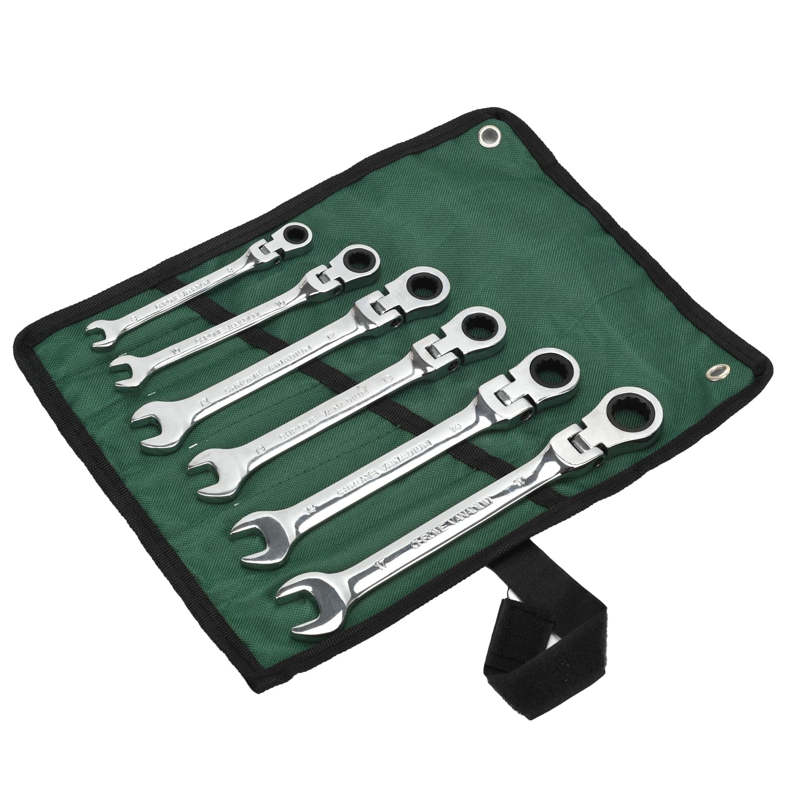6PCS Flexible Head Ratchet Spanner Set, Metric 8-17mm Combination Wrenches with 180° Flex Head & 72-Tooth Ratchet - Image 4