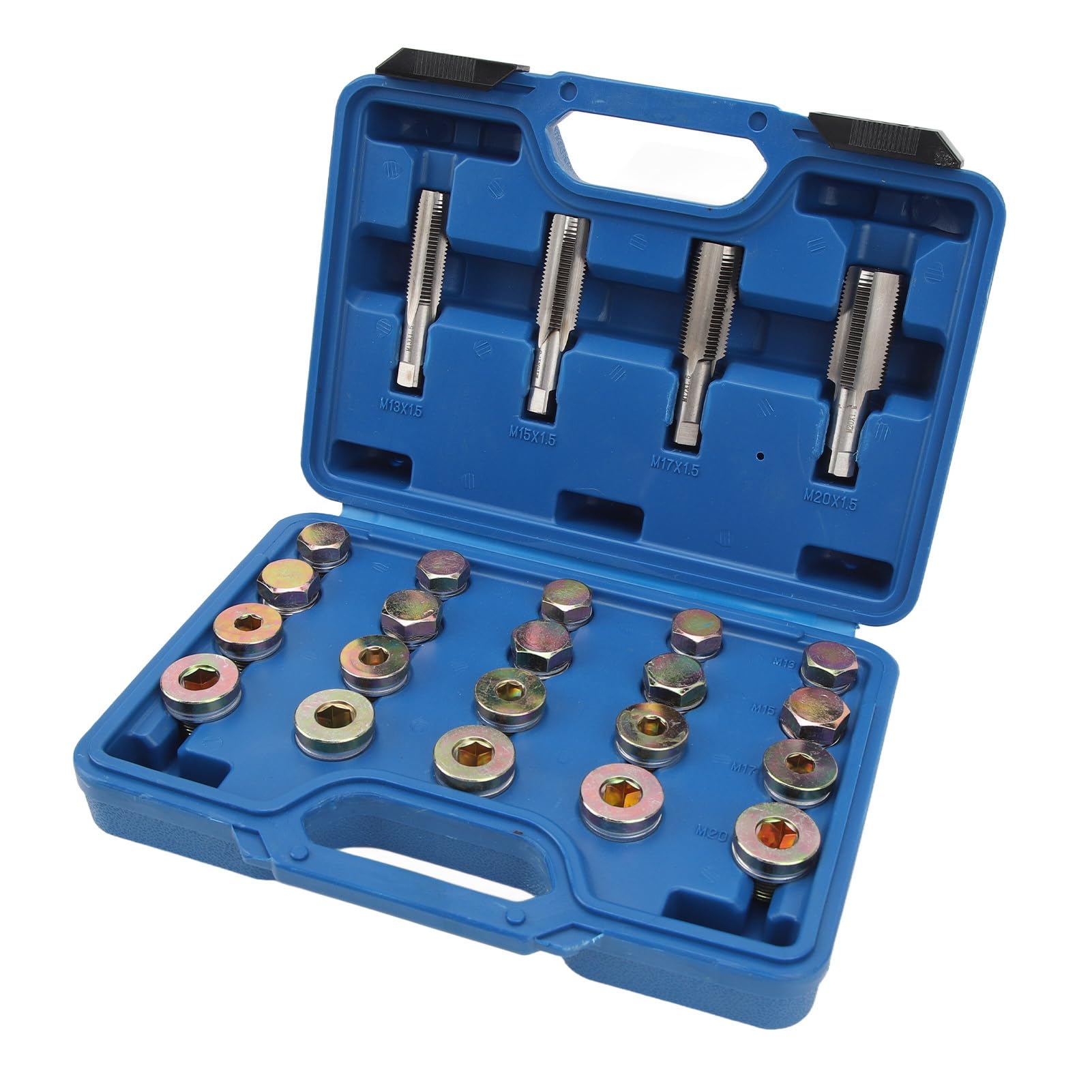 Kit di Riparazione della Filettatura della Coppa dell'olio, Set Professionale di Ripristino della Filettatura del Tappo della Coppa dell'olio da 64 Pezzi con Custodia Modellata per Auto e