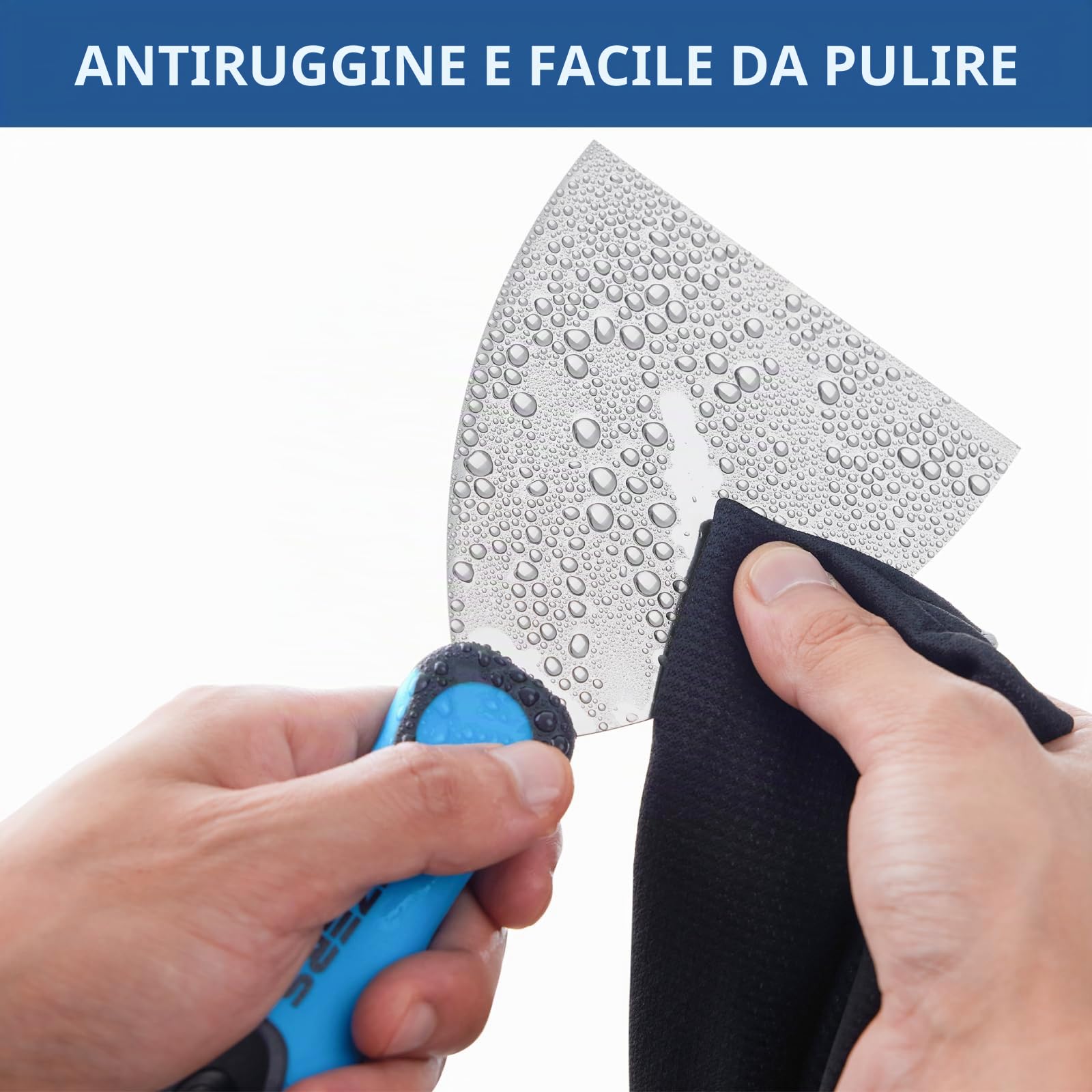 KEZERS Kit di strumenti manuali per cartongesso, 5 pezzi 10,2 cm 15,2 cm 20,3 cm 25,4 cm 30,5 cm Coltello per cartongesso in acciaio inossidabile con estremità martello in metallo, include spatola per