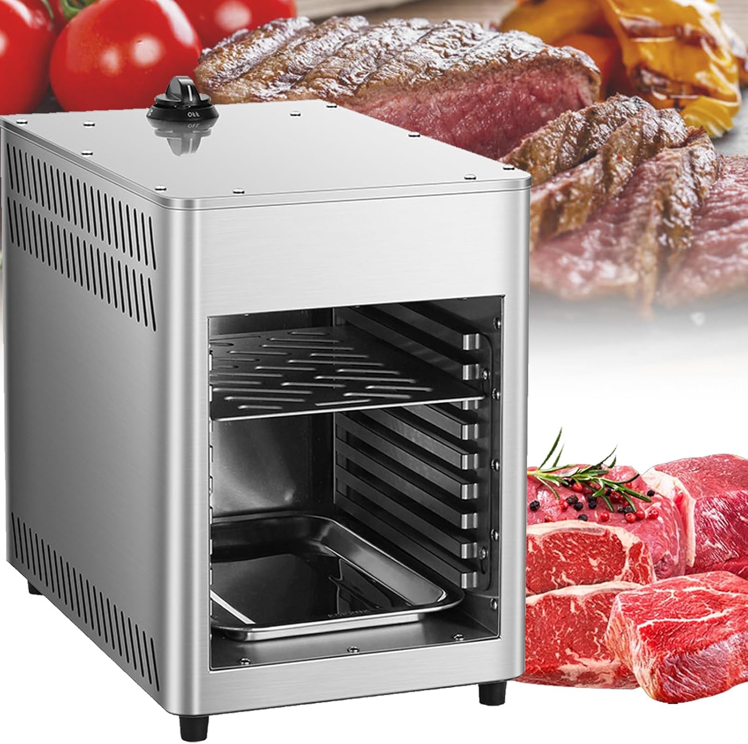 Commercial Gas Steak Broiler, Adjustable Temperature for Steak, Chicken, Pizza, Vegetables, Constant Temperature 800℃ Steak Oven Grill,NPJ002G