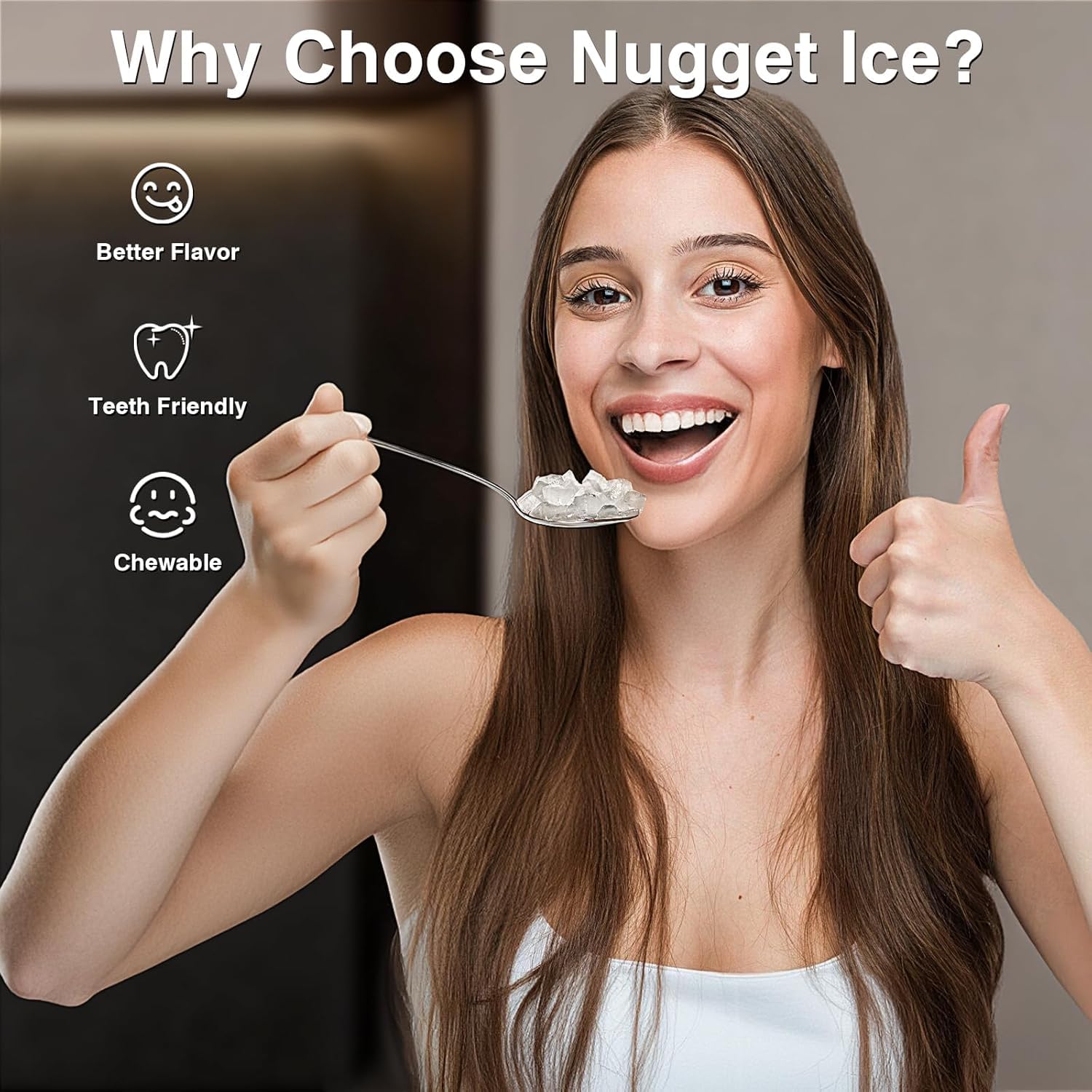 Antarctic Star Nugget Ice Makers Countertop, Portable Ice Machine With Ice Scoop & Basket, 34lbs/24h, Self-Cleaning, One Click Operation For Camping/RV/Party (Stainless Steel Black) on Fridge.com - View 2
