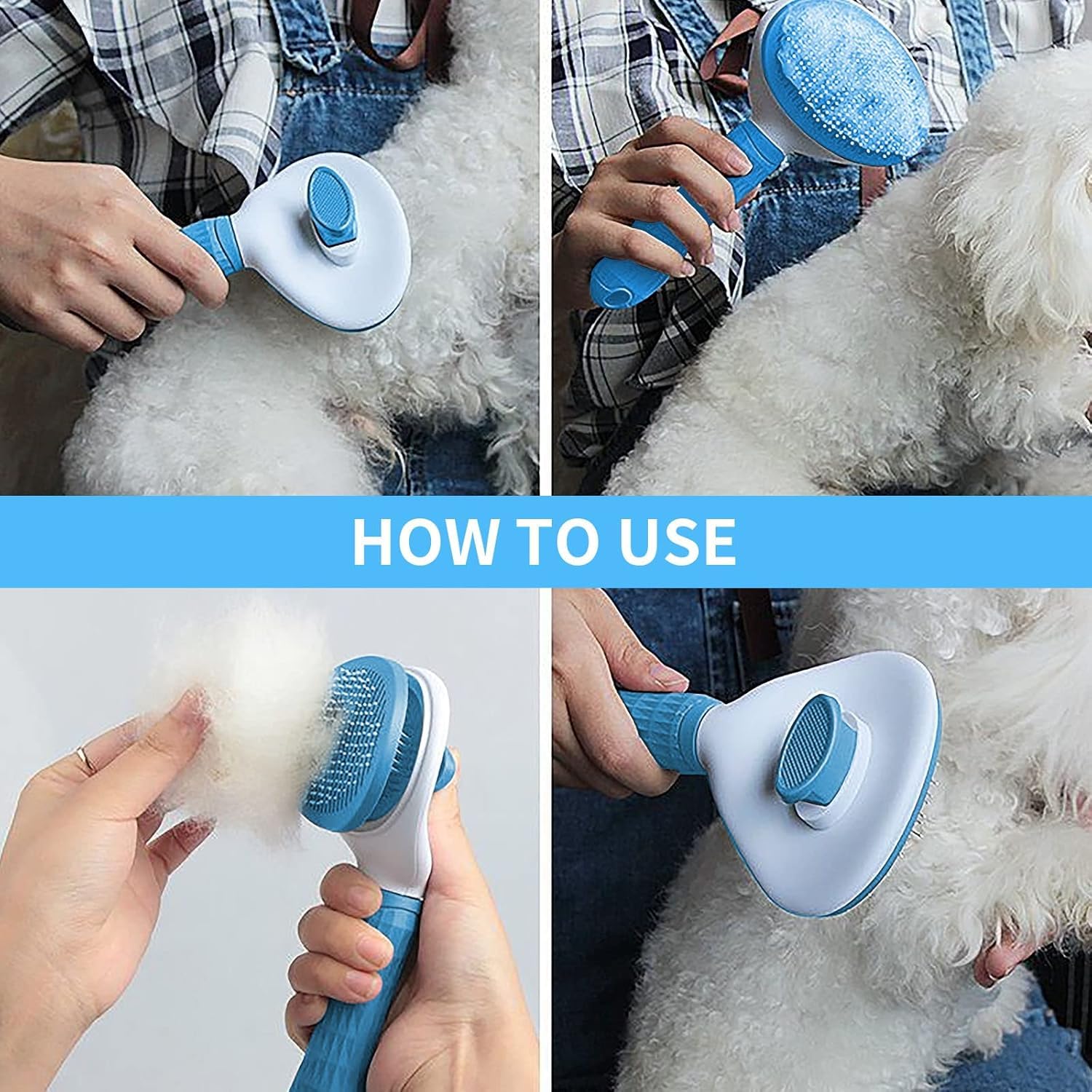 self cleaning slicker brushes for dogs, cats pet grooming brush tool,gently removes loose undercoat pet,grooming soft silicone brush for short and long haired for white, shedding long and short hair 2