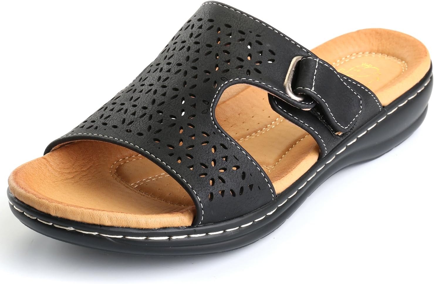 Alexis Leroy Women’s Double Hook & Loop Platform Slipper Mules Sandals