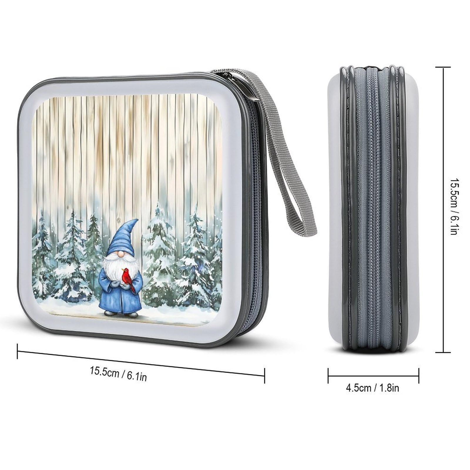 DuduYH Christmas Tree on Tuxedo Cat Head CD Case DVD Storage Case Merry Christmas Winter Snowflakes Portable CD Case Holder Storage CD Wallet Holder Organizer for Car Home Travel