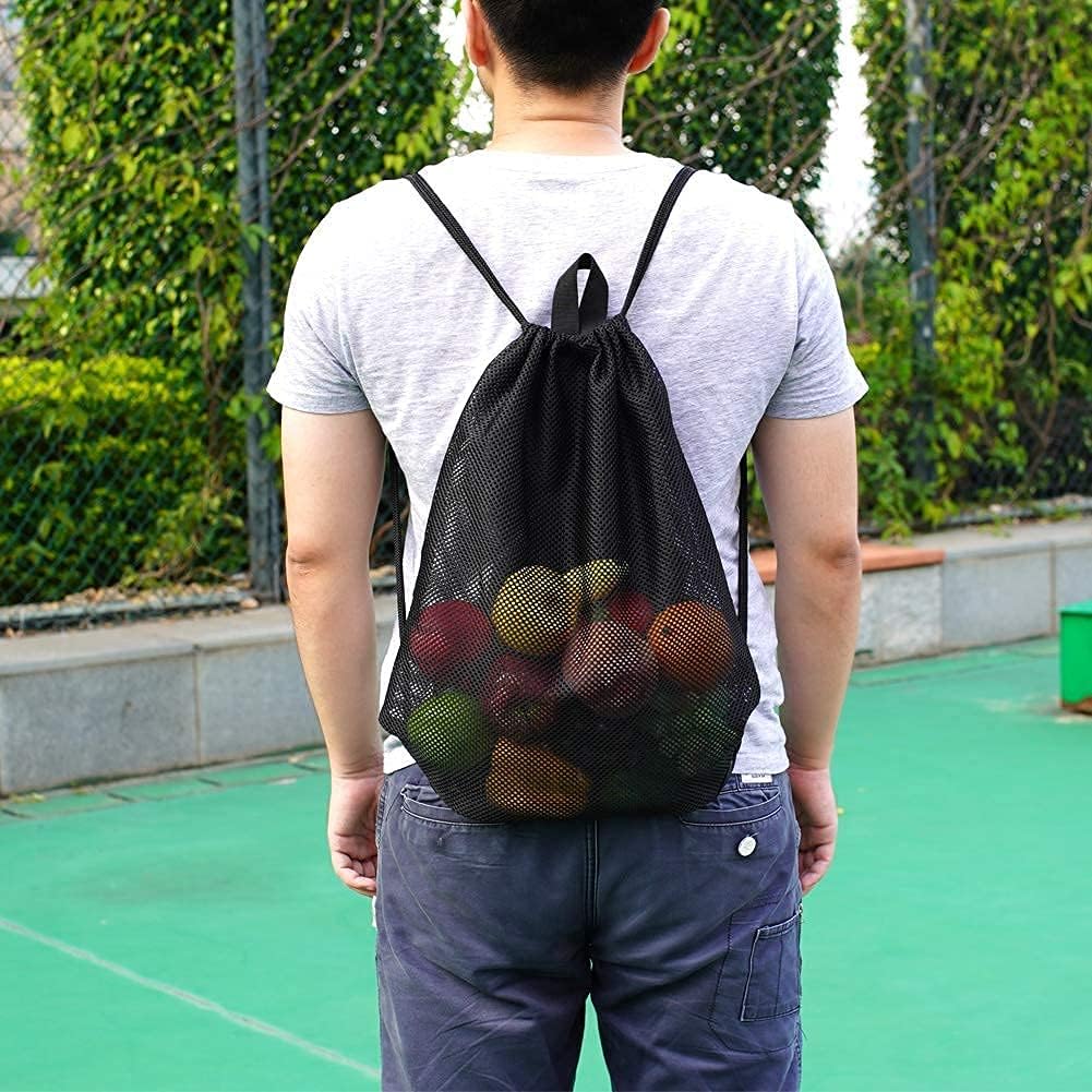 Large Mesh Backpack, Mesh Drawstring Bag for Commting, Swimming, Beach, Sports