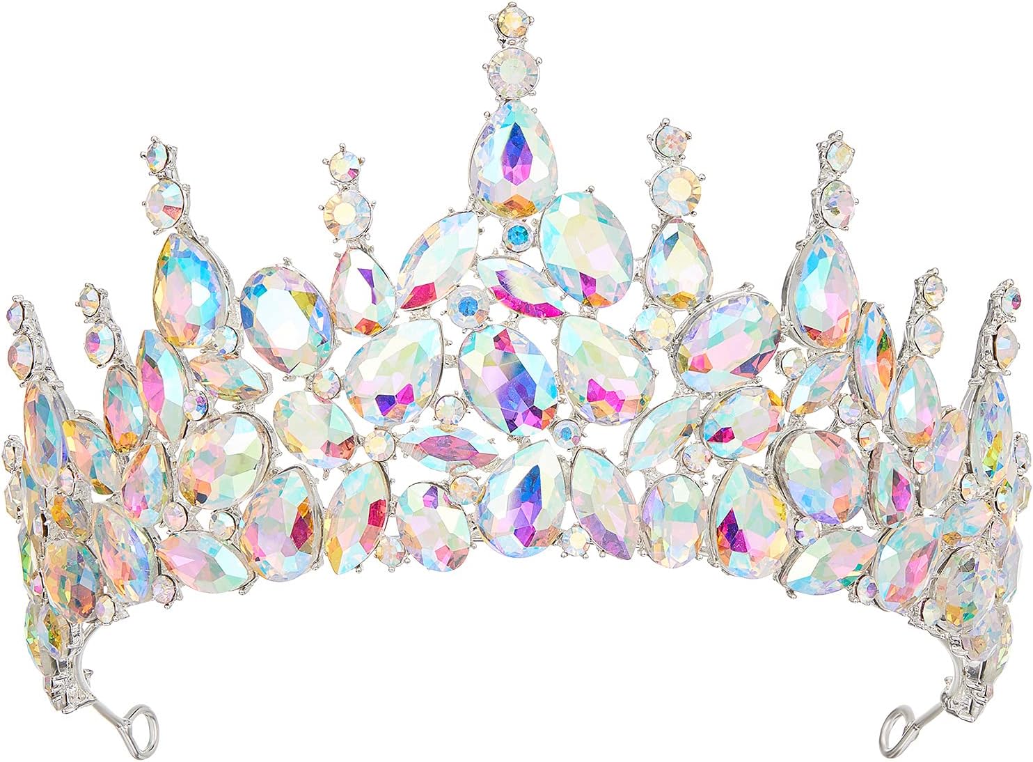 AW BRIDALCrystal Crown AB Rhinestone Tiaras for Women Wedding Tiara for Bride Princess Tiara for Halloween Costume Party Prom Quinceanera Birthday Christmas Crown Queen Tiara, AB Rhinestone