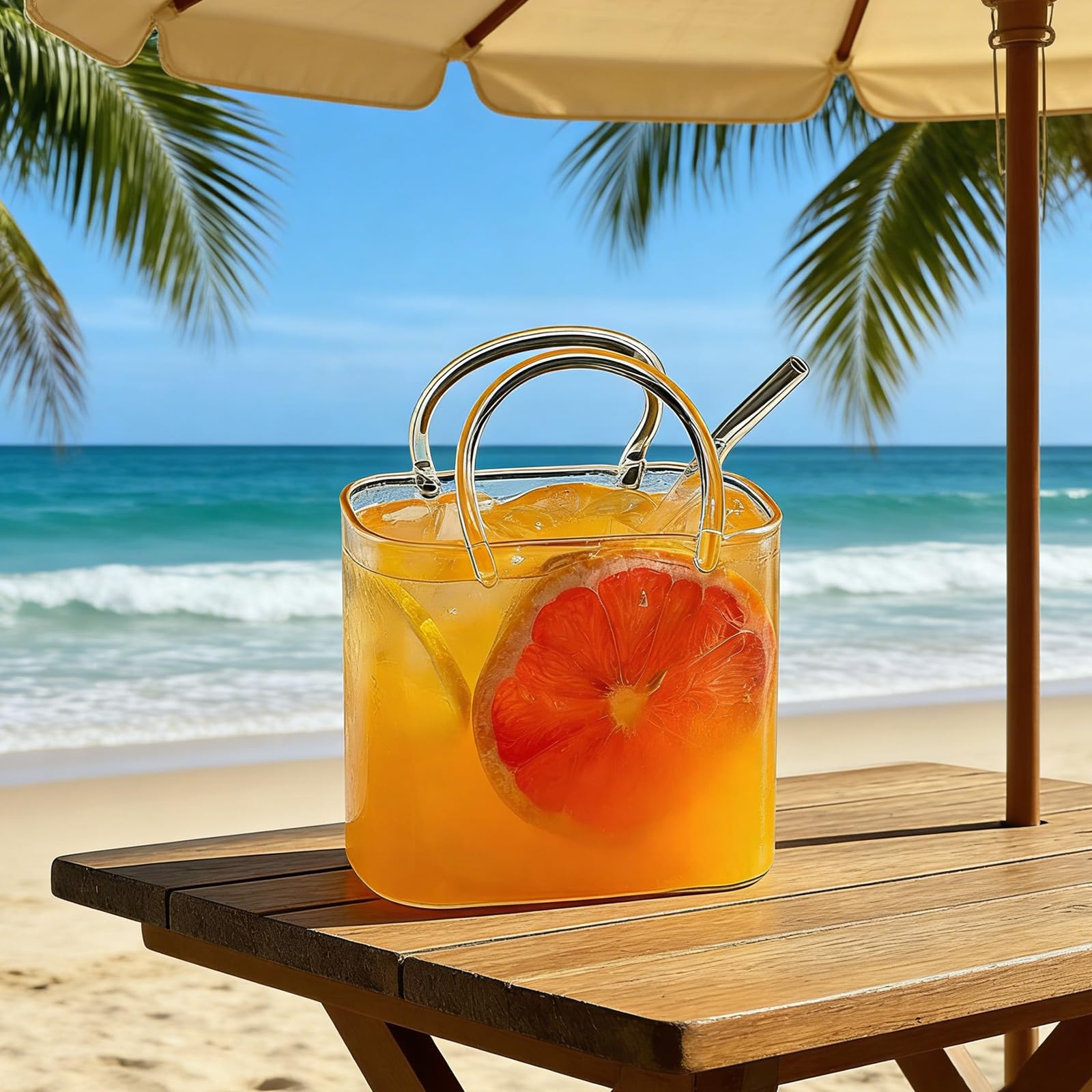Sac à main à boisson mignon avec poignée en verre 26oz