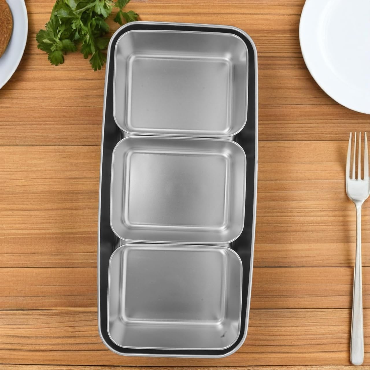 Boîte À Épices En Acier Inoxydable Avec Couvercle Hermétique Organisateur Compact À 3 Compartiments Pour Rangement Assaisonnement Cuisine Et Extérieur