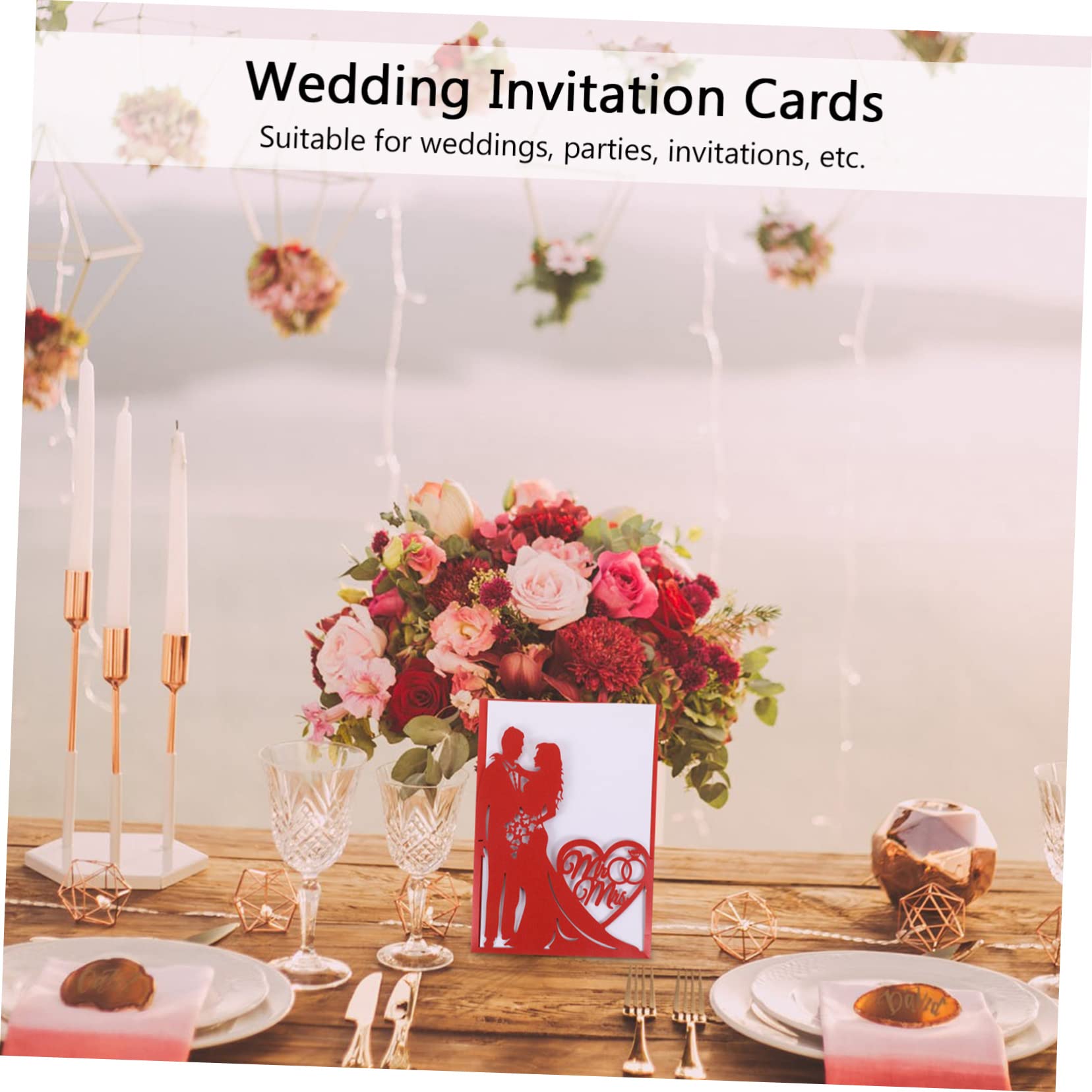 CHILDWEET 60pièces Cartes Invitation Papier Creux Pour Mariage Saint-valentin Et Anniversaires Invitations Romantiques Élégantes