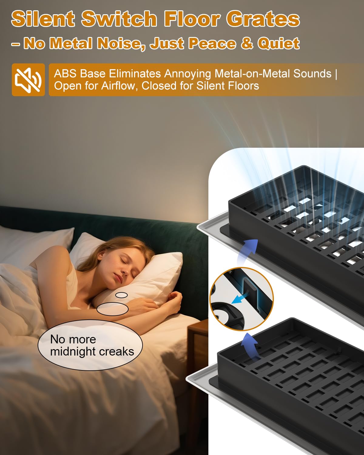 Floor Vent Covers 4x10 Inch – Heavy Duty Walkable Air Vent Cover for Home Floor & Wall - Decorative 2MM Thicker Metal Floor Register with Easy Adjust Airflow Switch - Satin Nickel HVAC Vents - 5 Pack - 5