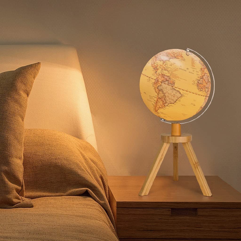 Innowacyjny globus elegancki vintage globus z drewnianym statywem stojak oświetlenie świat globus noc antyczna globus biurko wystrój domu i biura 25 cm zabawa edukacja