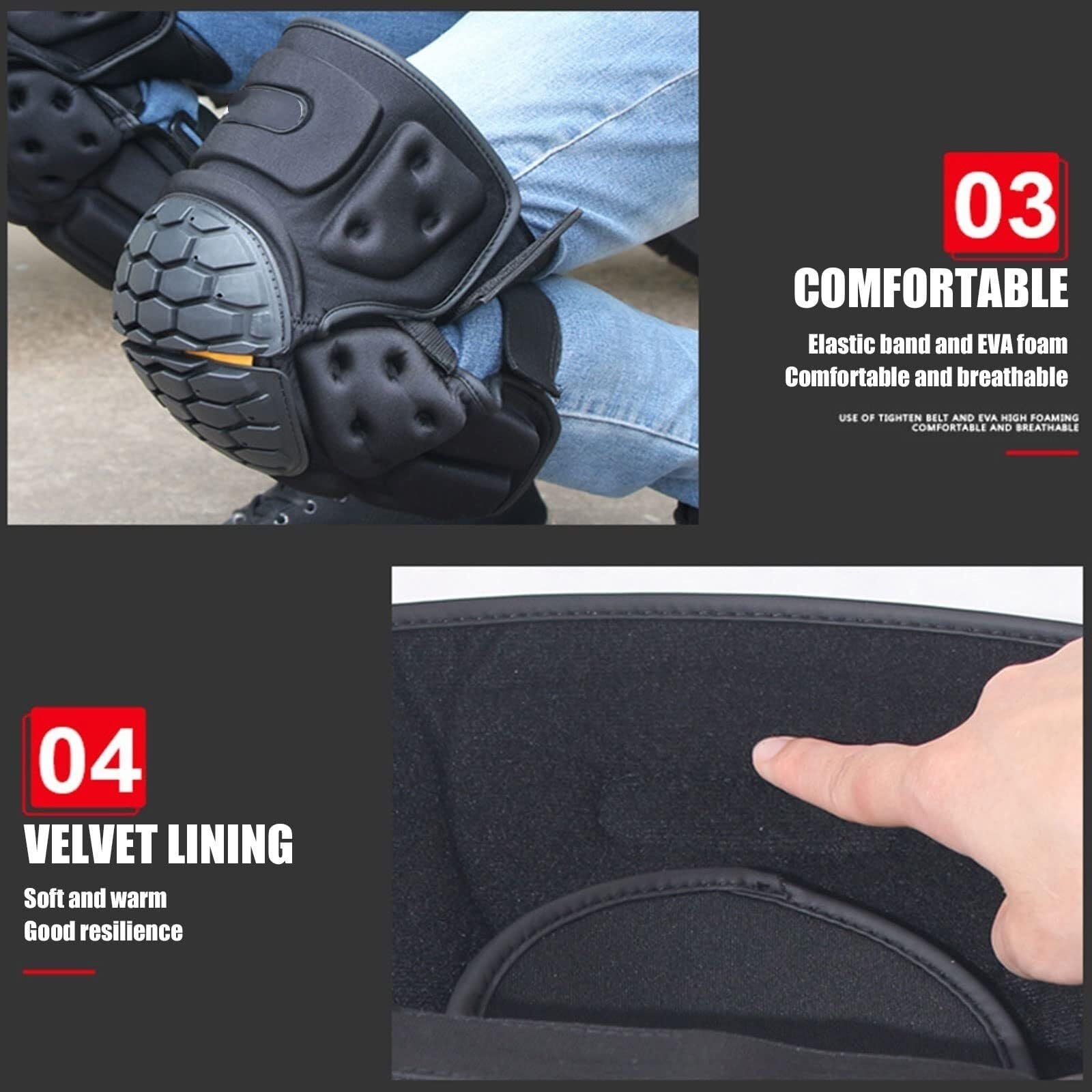 Knieschoner Motorrad Skateboard Knieschützer Set Fallschutz Und Winddicht Und Warm Skateboard Roller Skaten Schutzausrüstung Motocross Ausrüstung Für Erwachsene
