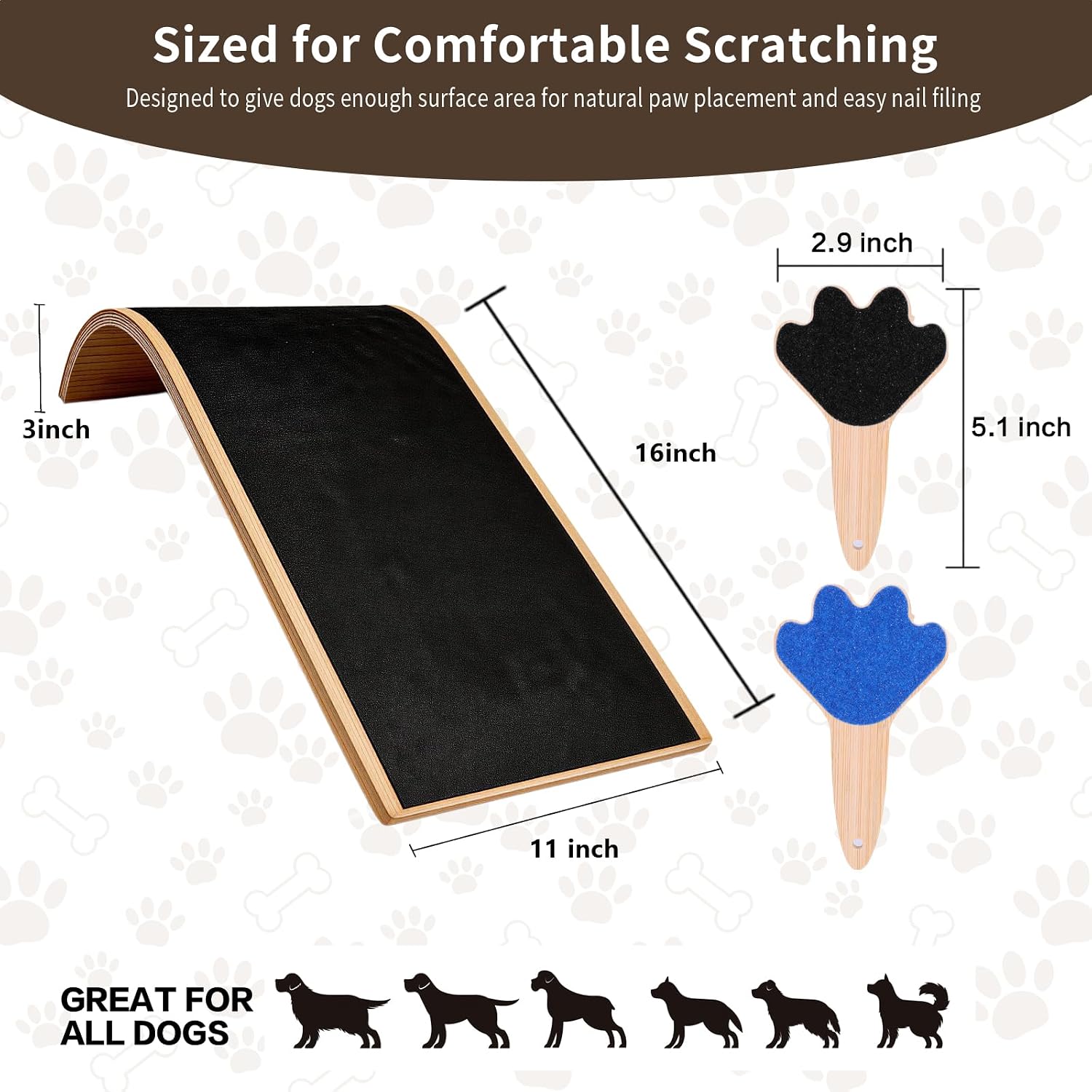 Curved Dog Nail Scratch Board with Mini File Stress-Free Nail Care | Alternative to Dog Nail Clippers&Grinders|trim nails naturally|Curved dog scratch board set with mini nail file