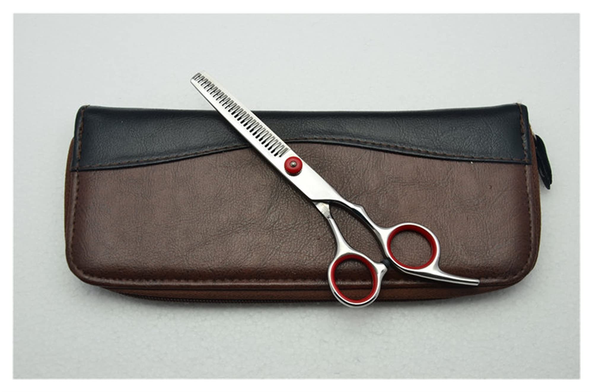 RWRAPS Rote Schraubenschneideschere, Effilierschere, Friseurschere, Friseur, Haarschere (Farbe: 2 Stück mit Etui) (Ausdünnung mit Etui)