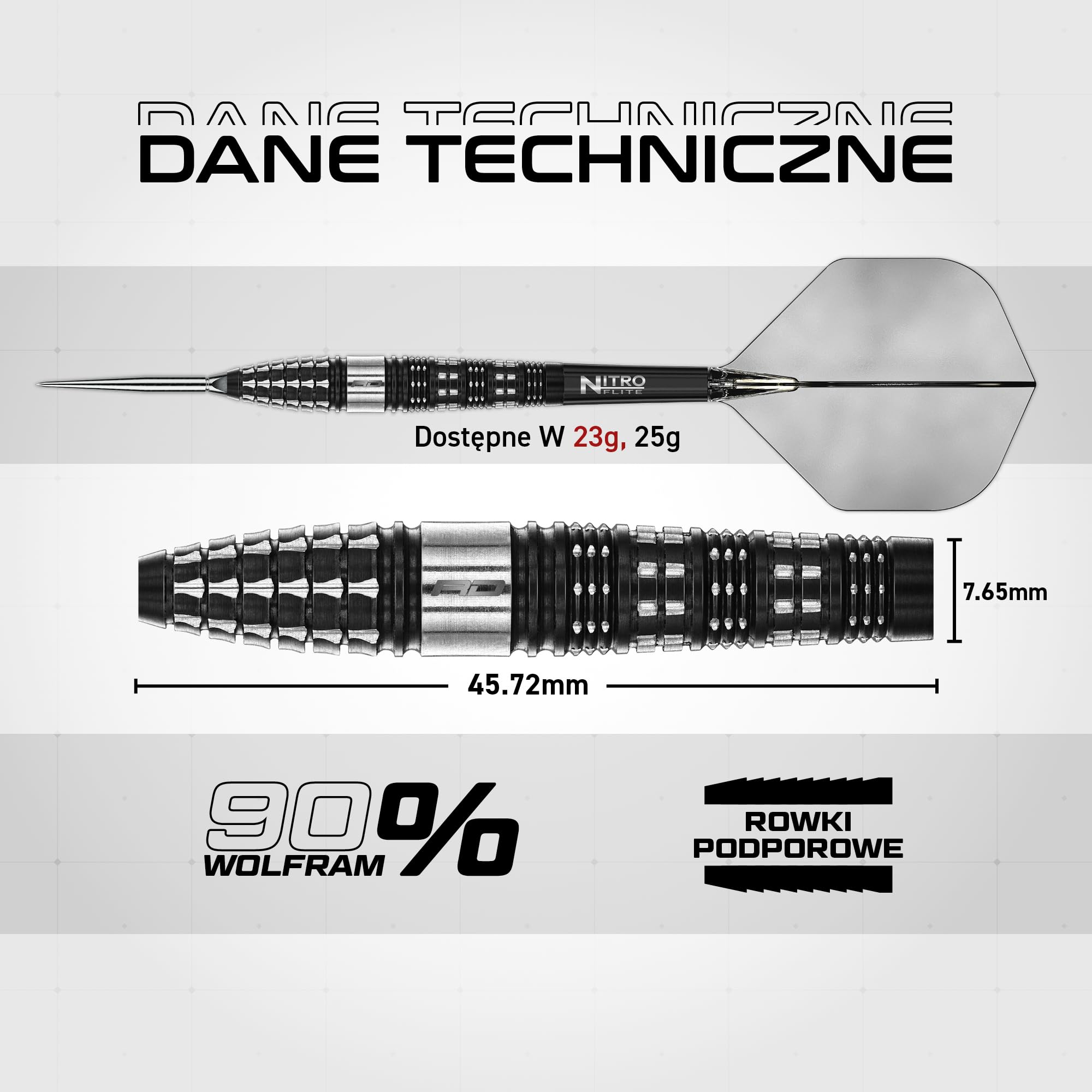 RED DRAGON Rzutki - seria Recon Switch Points 23g | zasilane przez Winmau | Torpedo | profesjonalne rzutki z wolframu 90% - NitroFlite zintegrowane lotki/trzonki | stalowe rzutki Steeldarts z lotkami