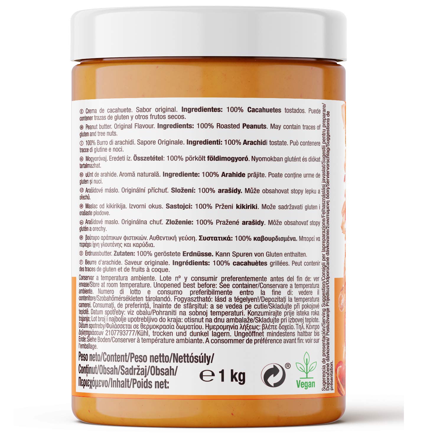 Weider Pack Duo Peanut Butter Smooth (2x1kg) Beurre de Cacahuète 100% Naturel 26% de Protéines Sans Sucre Ajouté Sans Huile de Palme Texture Crémeuse et Sans Morceaux