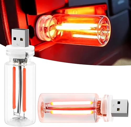 2 PCS Car USB Light Bulbs, Retro Glass Bottle LED Night Lamp with Touch Dimmable