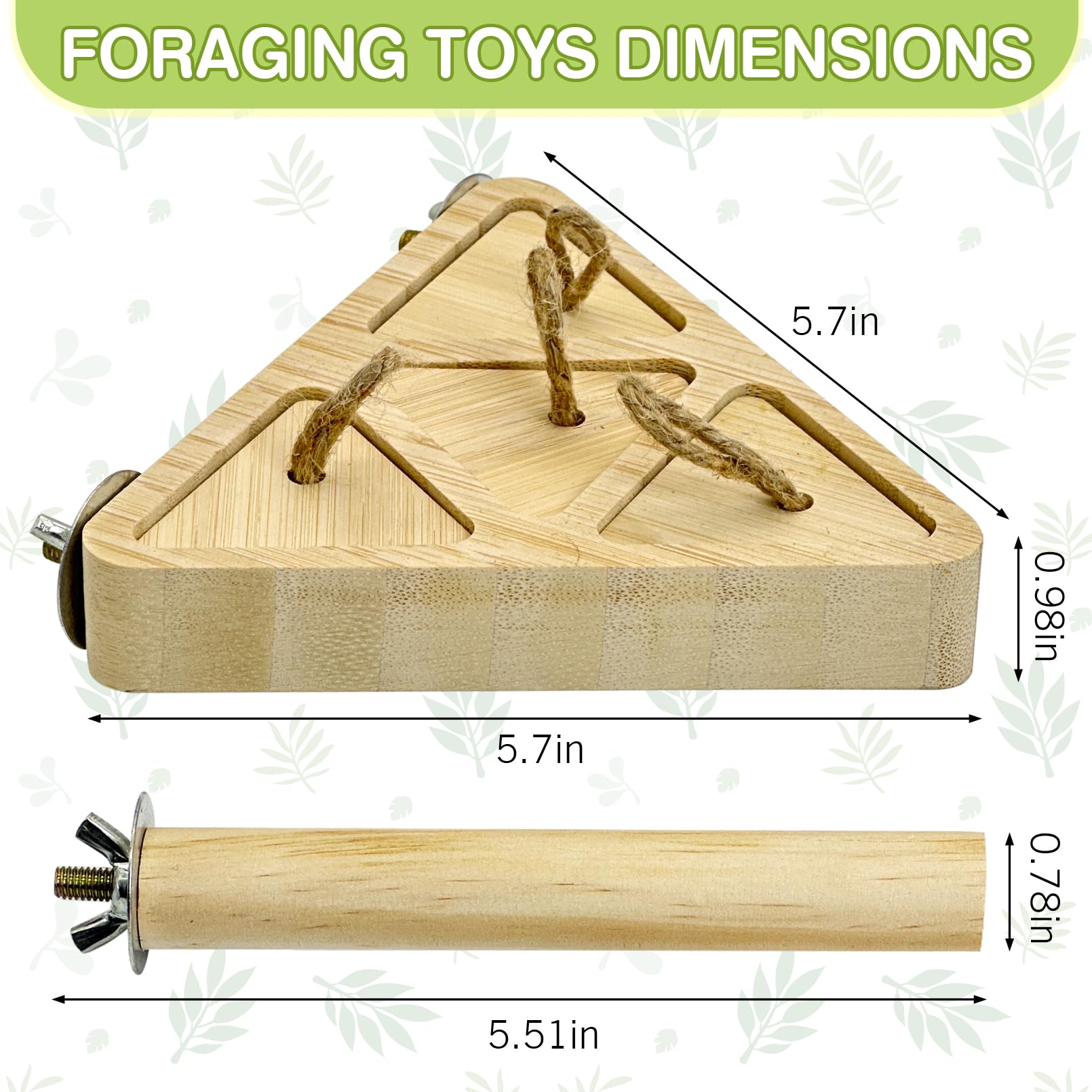 Fhiny Wooden Bird Foraging Toys, Interactive Parrot Puzzle Toys with Perches Stand for Cage Bird Chewing Toys Birdcage Accessories for Parakeets Cockatiels Parrots Love Birds Conures Finches - image 3