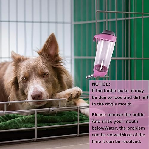 Miniatura 5 de Botella de agua para perros  Dispensador de agua para mascotas sin goteo de 12 onzas, botella de agua de jaula fácil de usar para perros, gatos,