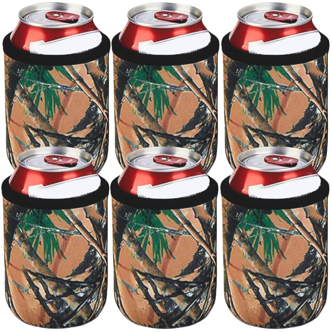 TahoeBay Premium Can Sleeves - 5mm Thick Neoprene Beer Coolies for Cans - Blank Drink Coolers (Camo)