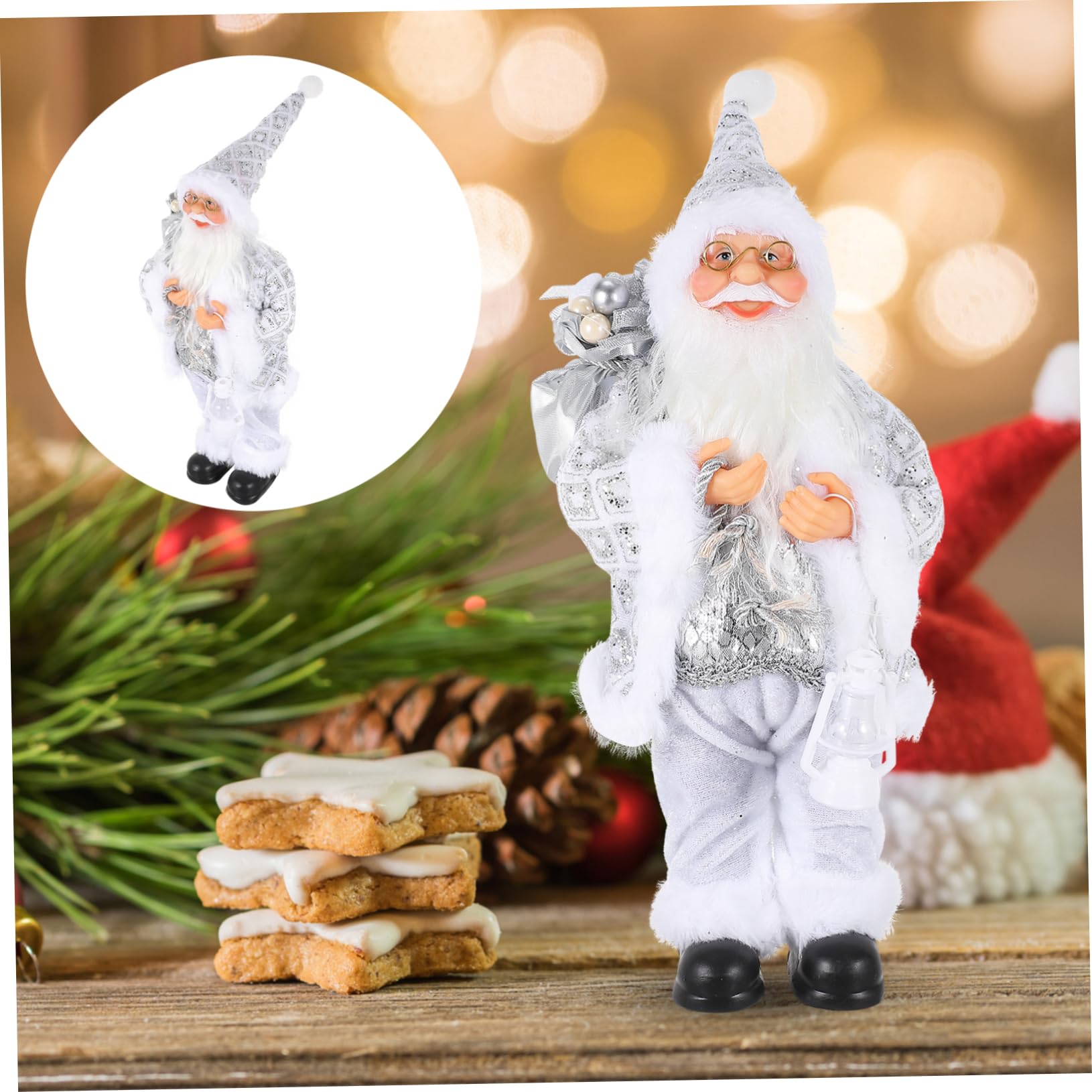 Cabilock 1pezzi Decorazione Natale di Babbo Natale Bambola di Babbo per Cartoni Animati Ornamento da Tavolo per Feste