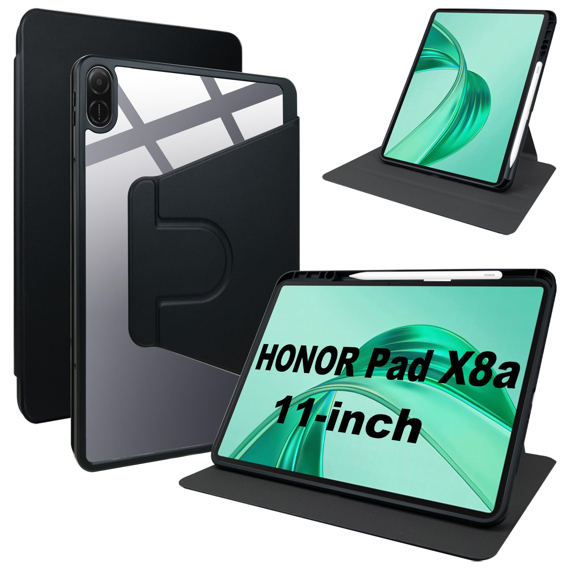 Custodia Flip Per Honor Pad X8a 11 Pollici 2024 – PU Sottile Con Supporto, Slot Per Schede, Grigio, Protezione Antiurto - 3
