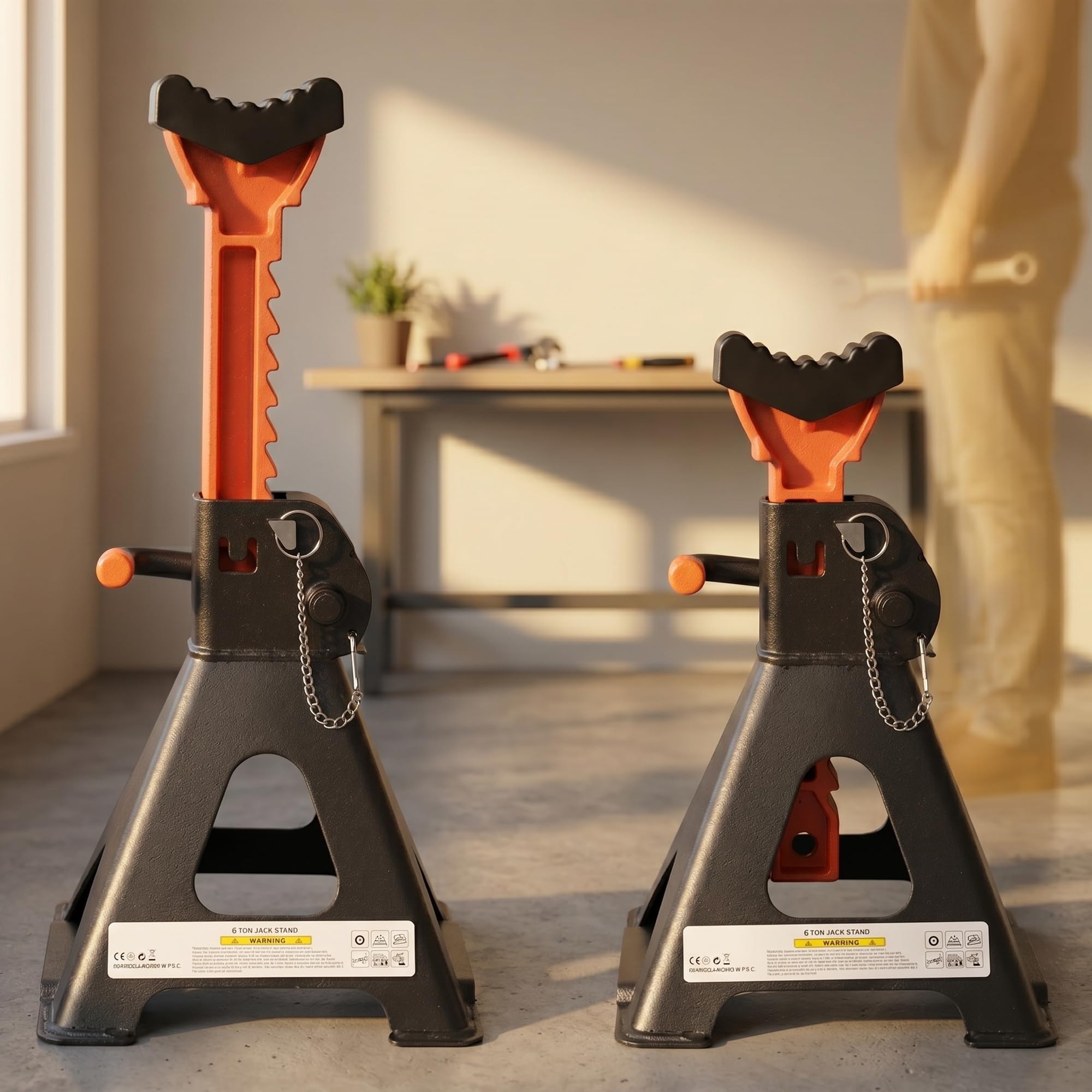 Mucola Unterstellbock Stützböcke 2er Set 3 t höhenverstellbar 28-42,5 cm