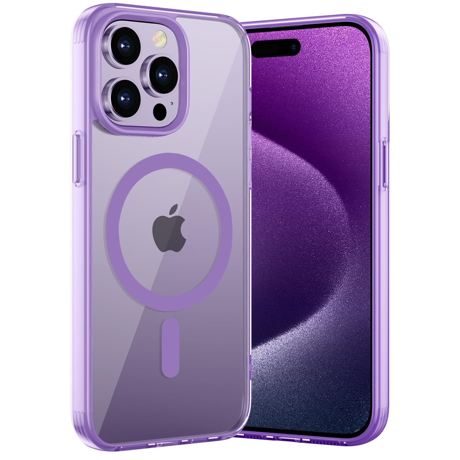 WXX iPhone 15 Pro Case Magnetic Case, Compatible with MagSafe, Transparent Soft TPU Electroplated Protective Shockproof Case Slim Cover for iPhone 15 Pro 6.1” - Purple