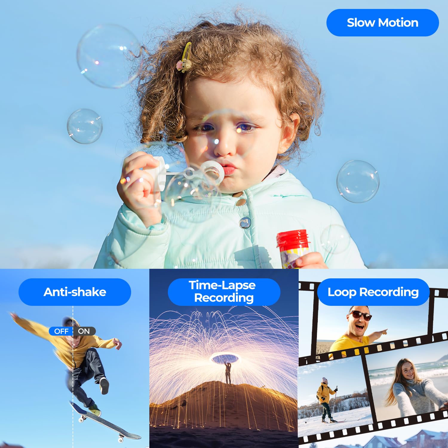 Camcorder 5K 48MP Videocamera YouTube Vlogging, Visione Notturna Webcam, zoom digitale 16X, Schermo Tattile 3" 270°, Camera Vlog con con scheda SD da 32 GB, luce di riempimento, telecomando, Batteria