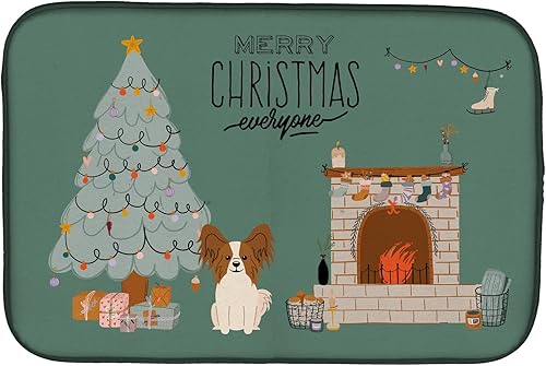 Miniatura 525 de Caroline's Treasures CK7824DDM - Tapete absorbente para secado de platos con diseño de bulldog inglés, rojo y blanco, para encimera de cocina, 14 x