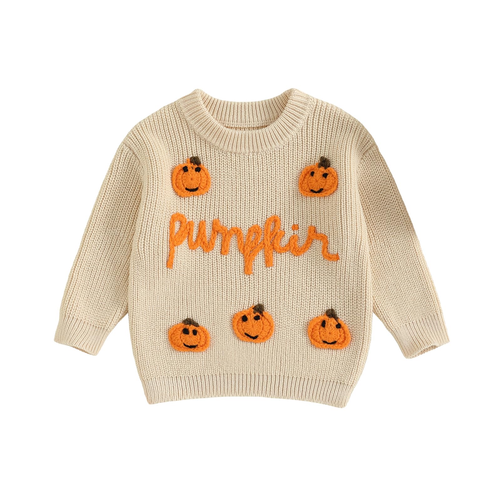 LSFYSZD Toddler Baby Girls Boys Halloween Pumpkin Sweaters Long Sleeve Crew Neck Winter Warm Knitwear Pullover Jumpers Top — view 50