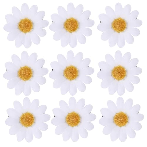 KALLORY Pinzas para el pelo de margaritas, pasadores de pelo de flores bohemias, pasadores de pelo de boda, color blanco para mujeres y niñas (12