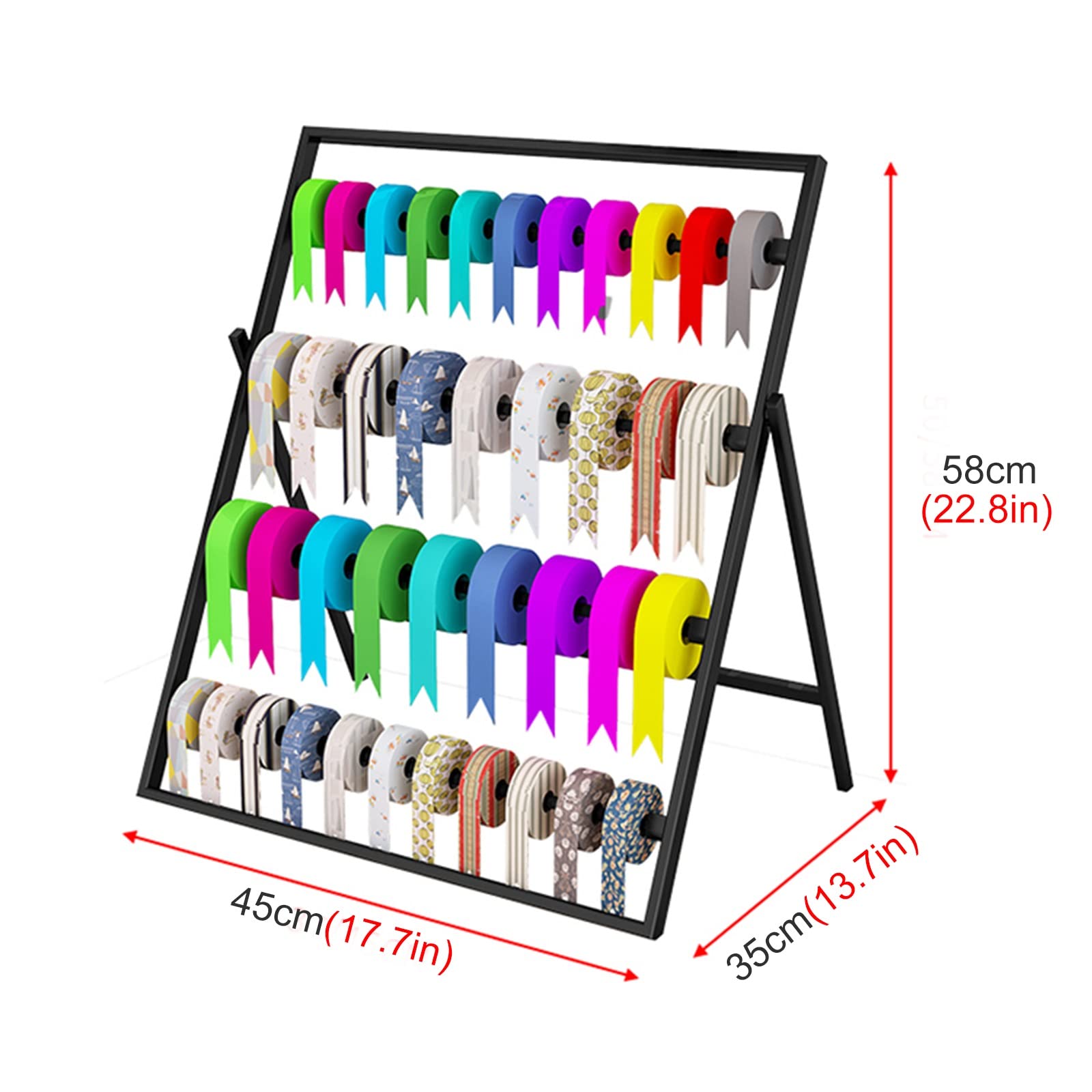 UWYTGF Gift Store/Craft Room Ribbon Organizers and Storage,Heavy Duty Desktop Multi-Purpose Display Stand Rack with Removable Rods,Multi-Layer Silk Scarf Holder,Black