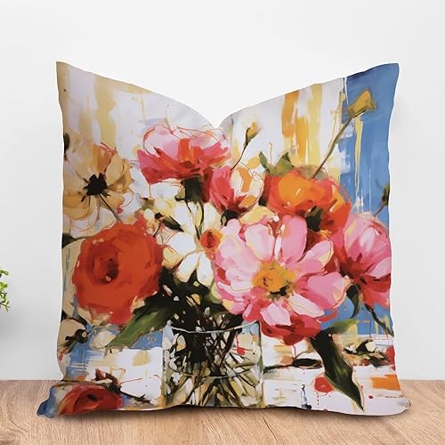 Vista 377 de ArogGeld Chinoiserie - Funda de cojín con estampado de leopardo y guepardo fucsia, con manchas de animales de vaca, color rosa oscuro, decoración