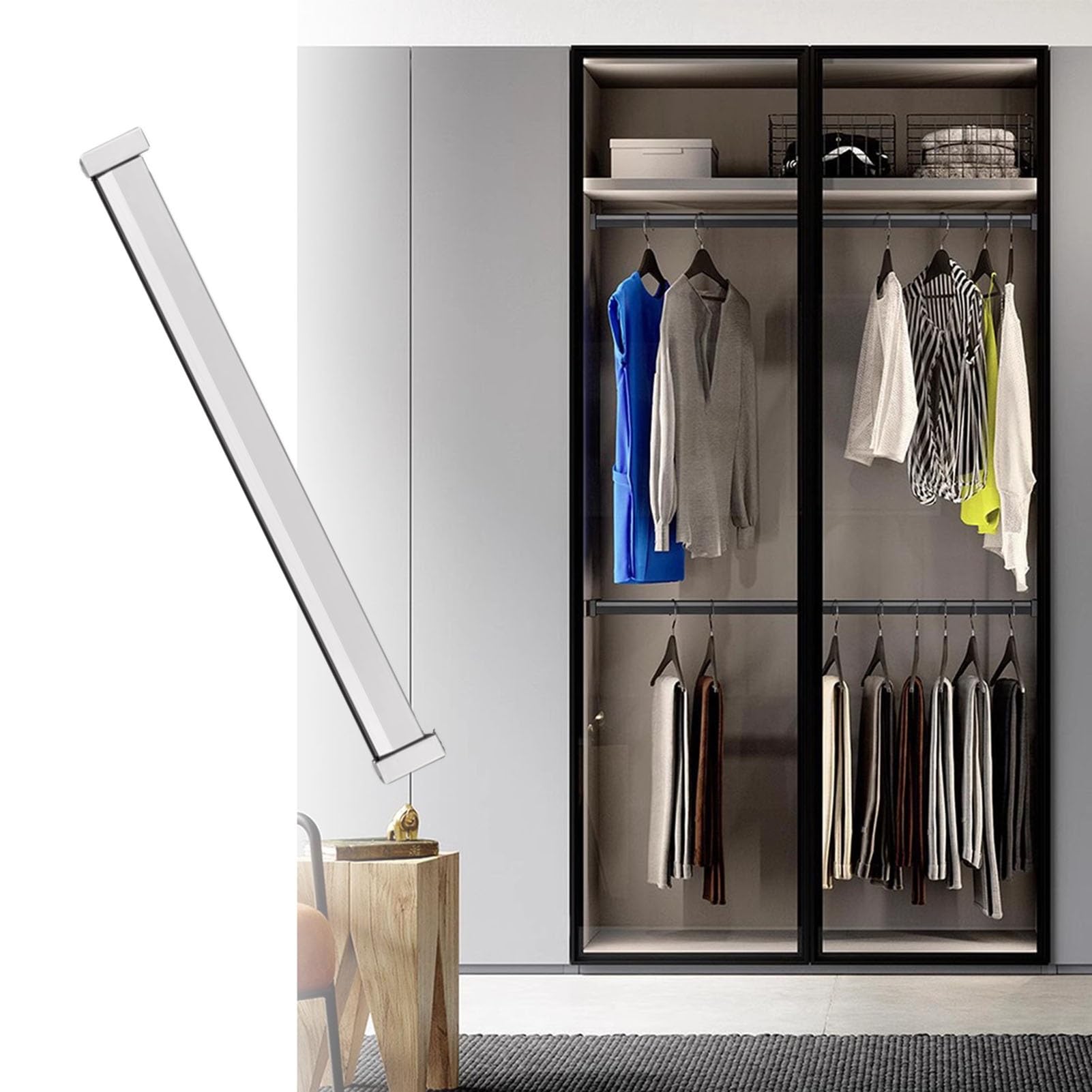 ROHCGHC Wardrobe hanging rods, Clothes Bar For Wall For Heavy, Hanging Rail for Closet Wardrobe, 50 60 70 80 90 100 115 125 135 150cm